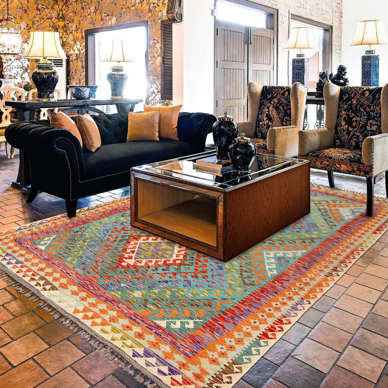 Handmade Multi Kilim Geometric 7x10 ft