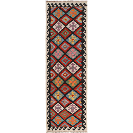Handmade Multi Kilim Geometric 10' Runner