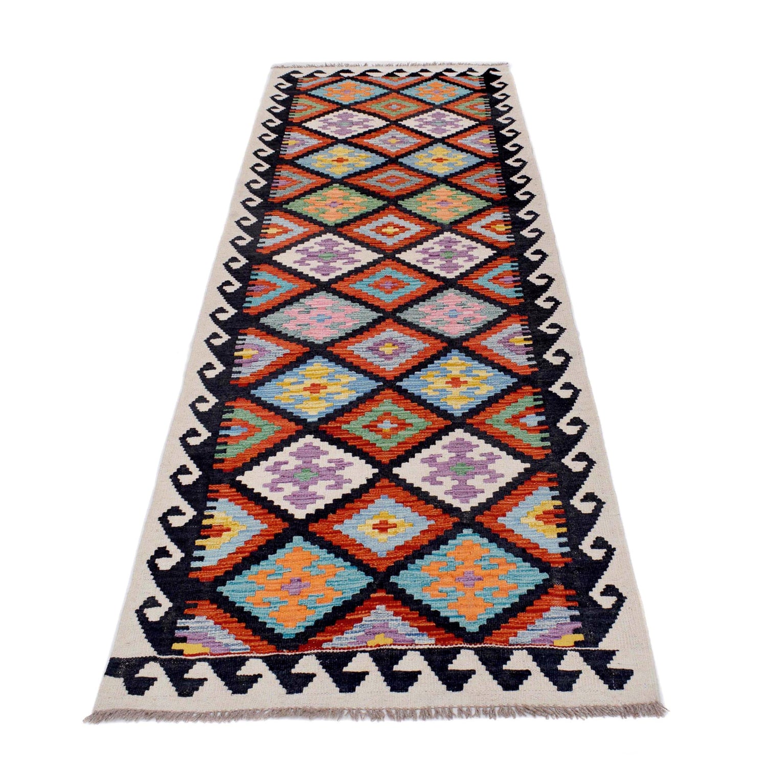 Handmade Multi Kilim Geometric 10' Runner
