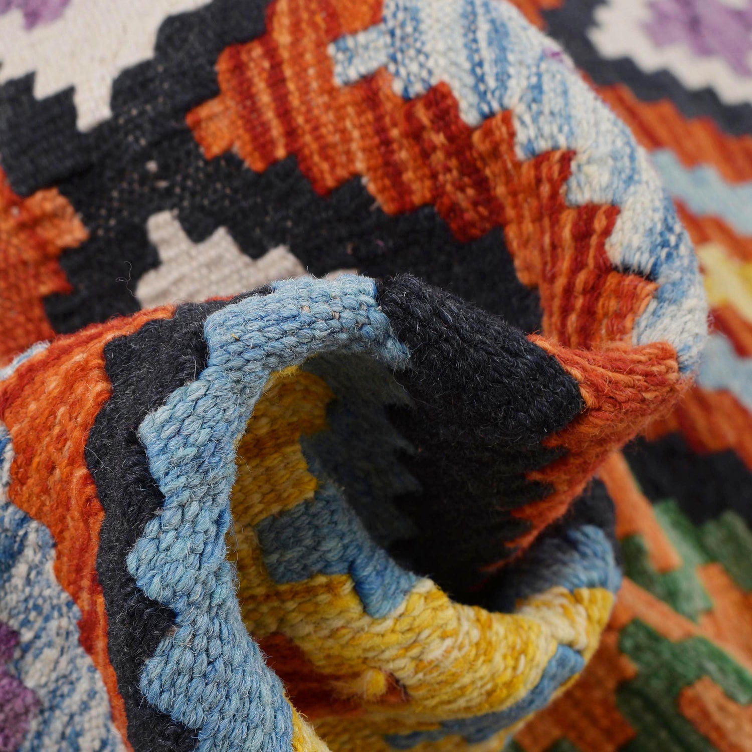 Handmade Multi Kilim Geometric 10' Runner