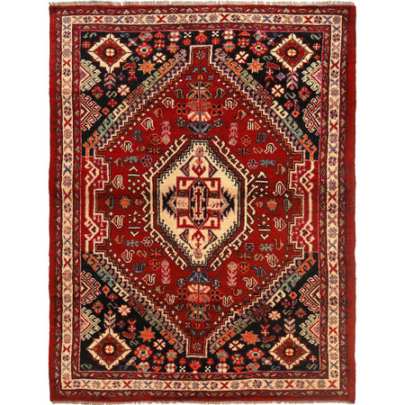Shirazi Area Rug Handmade Red Medallion 4x7 ft