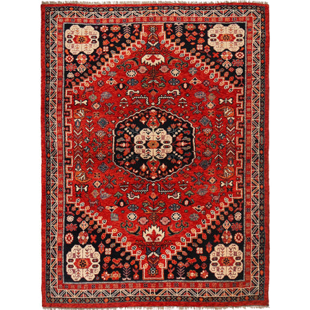 Shirazi Area Rug Handmade Red Medallion 5x8 ft