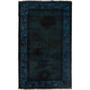 Overdyed Area Rug Handmade Blue Geometric 4x6 ft