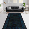 Overdyed Area Rug Handmade Blue Geometric 4x6 ft