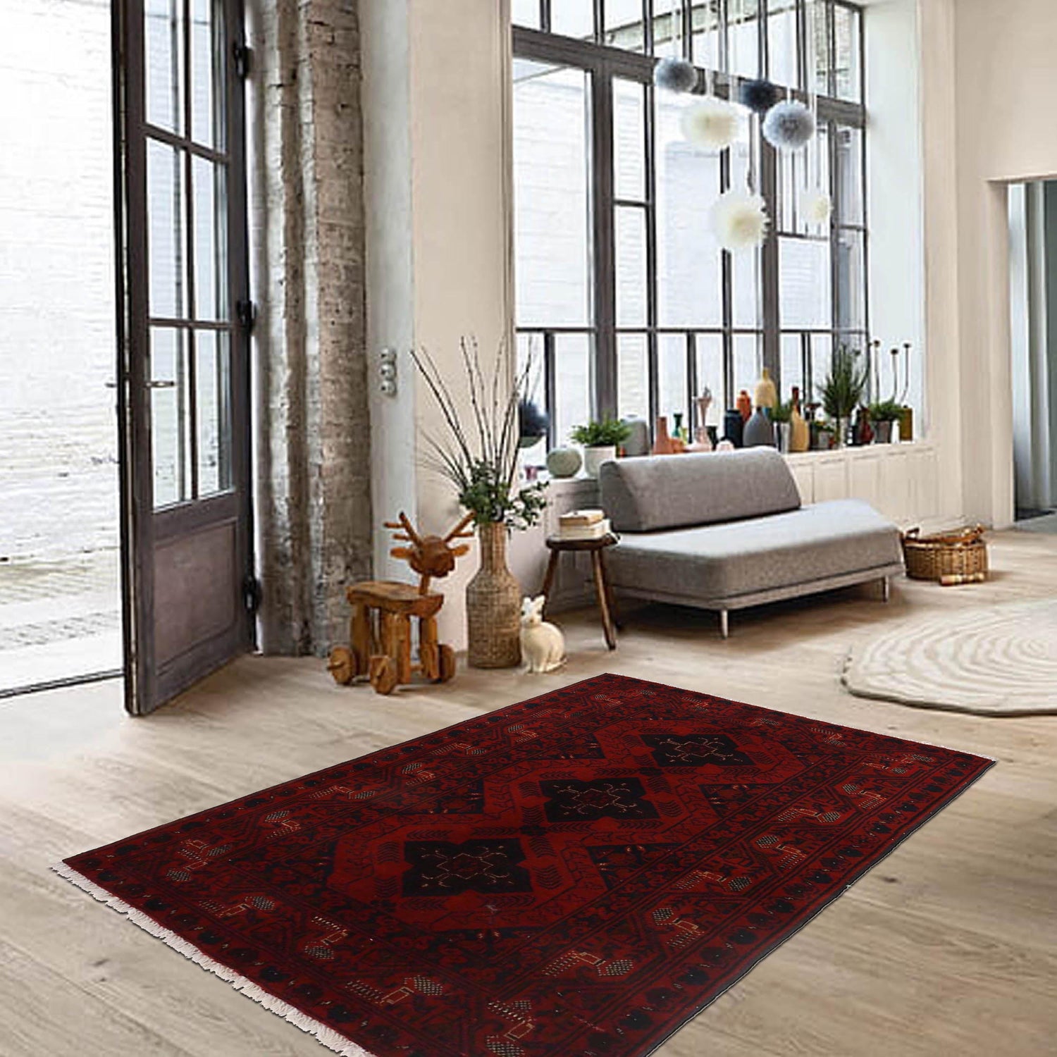 Khal Mohammadi Rug Handmade Red 3x5 ft