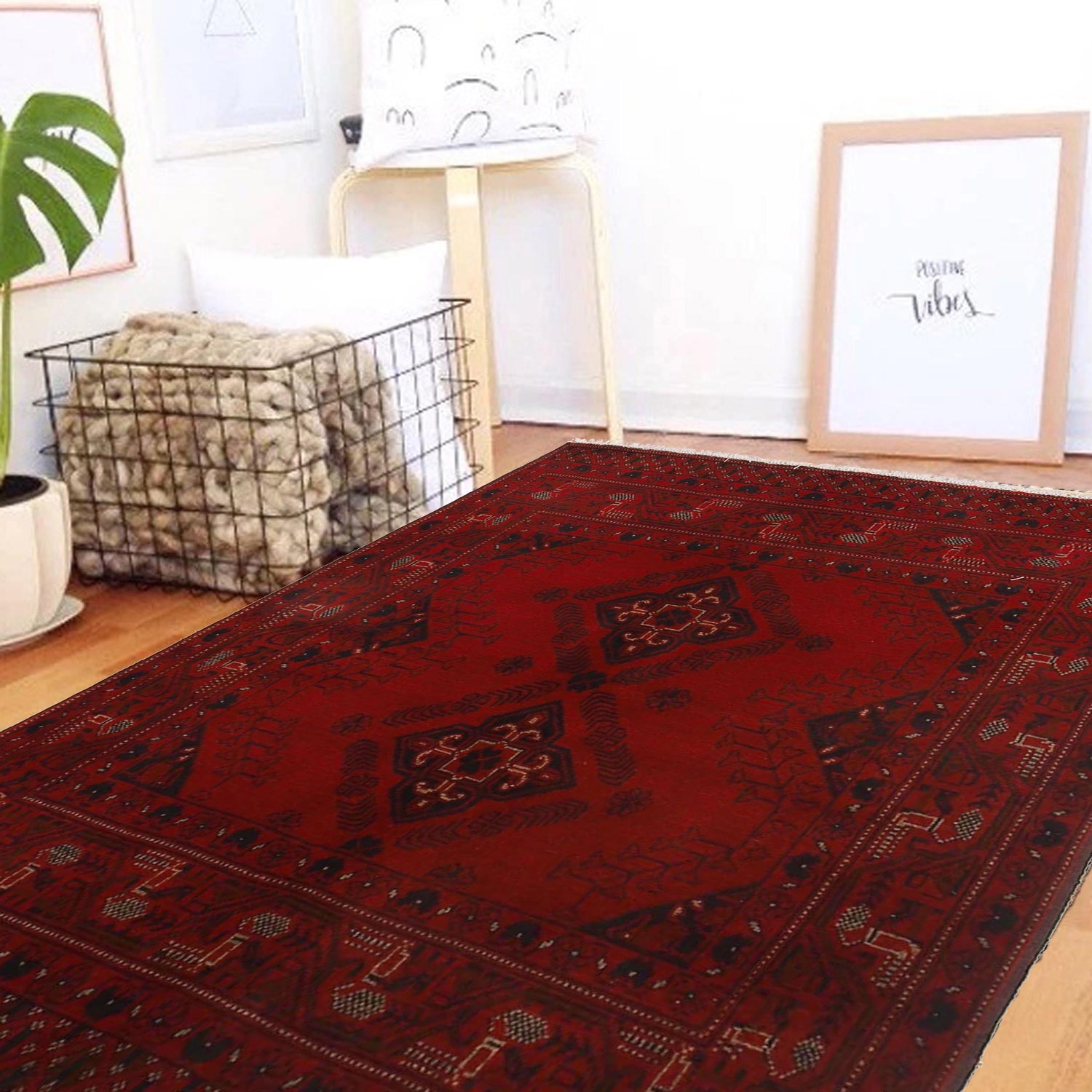 Khal Mohammadi Rug Handmade Red 3x5 ft