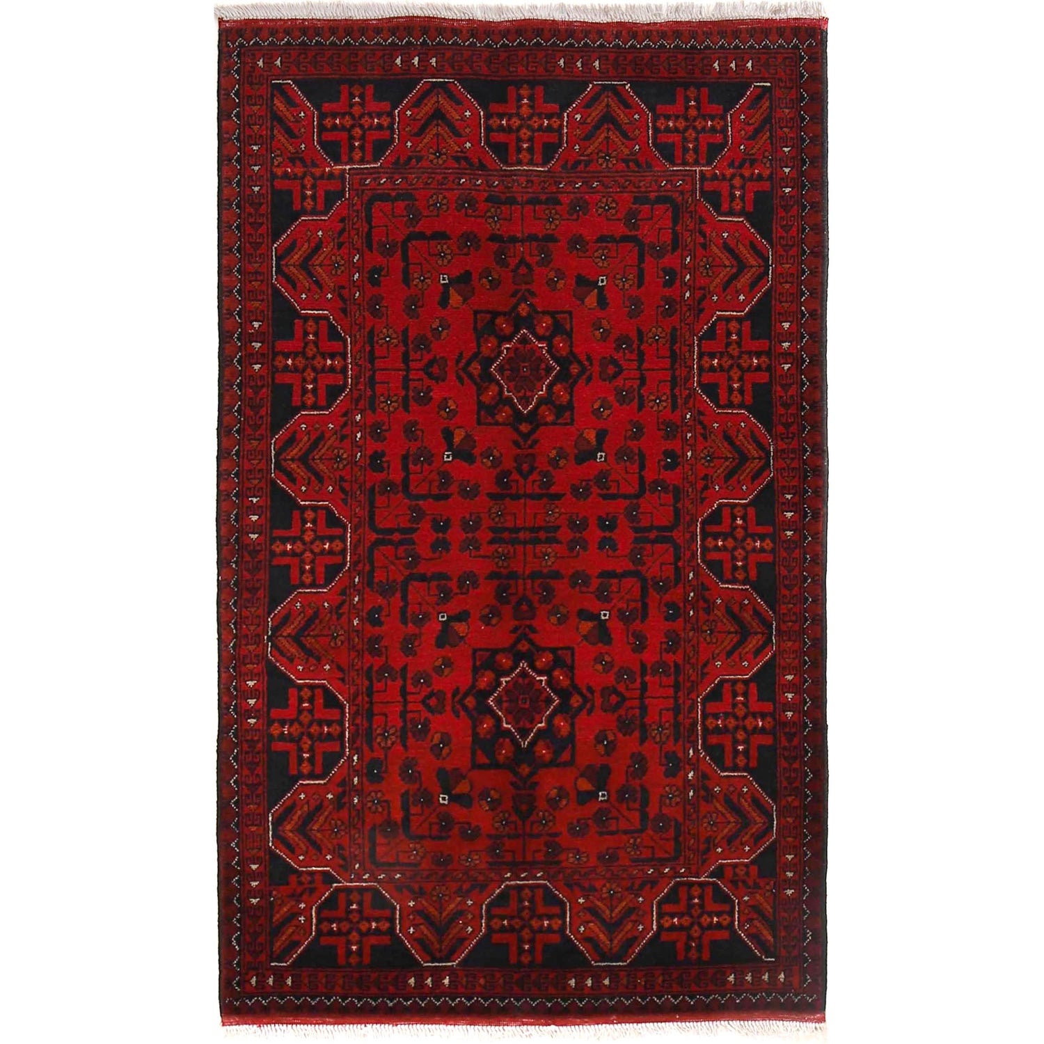 Khal Mohammadi Rug Handmade Red 3x5 ft