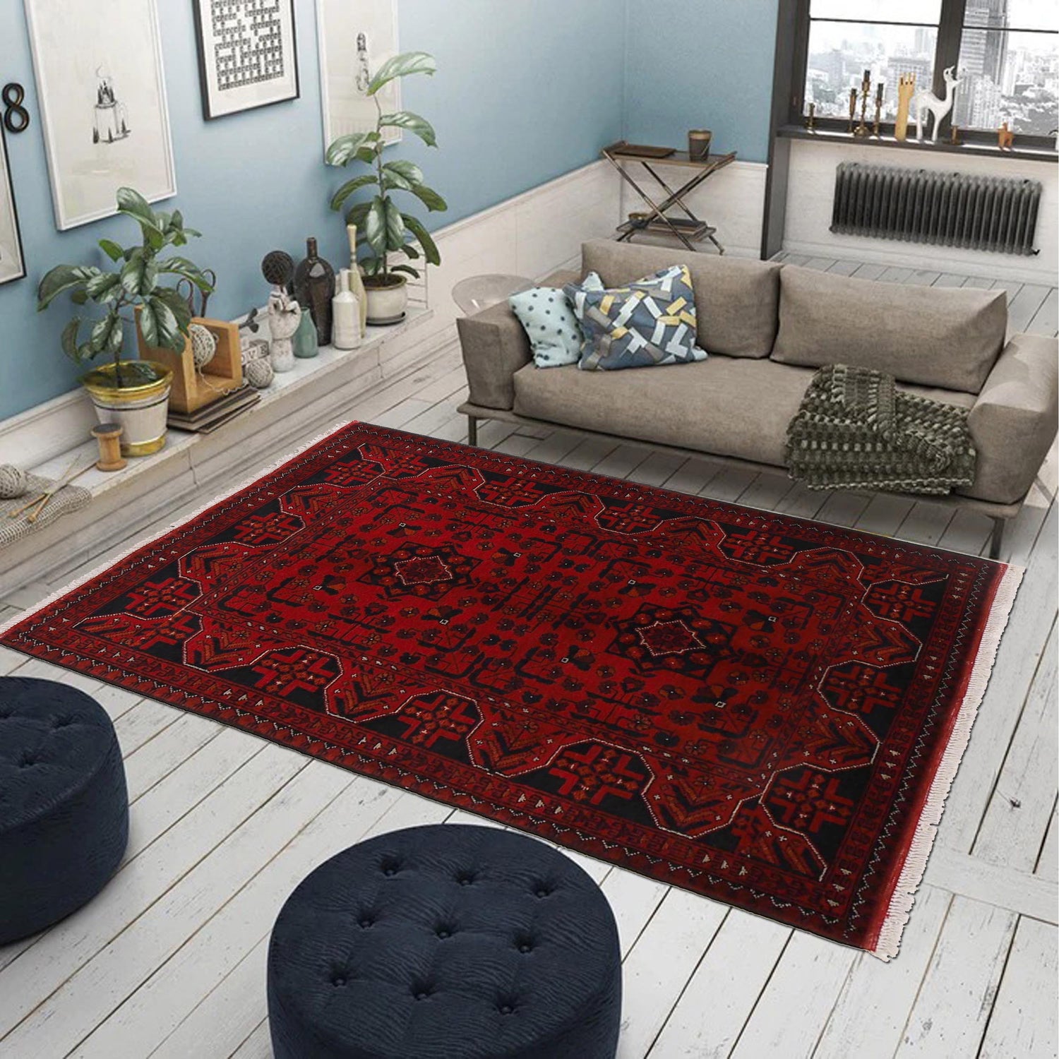 Khal Mohammadi Rug Handmade Red 3x5 ft