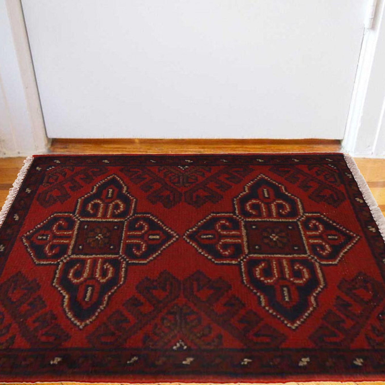 Handmade Wool Doormat Red Floral