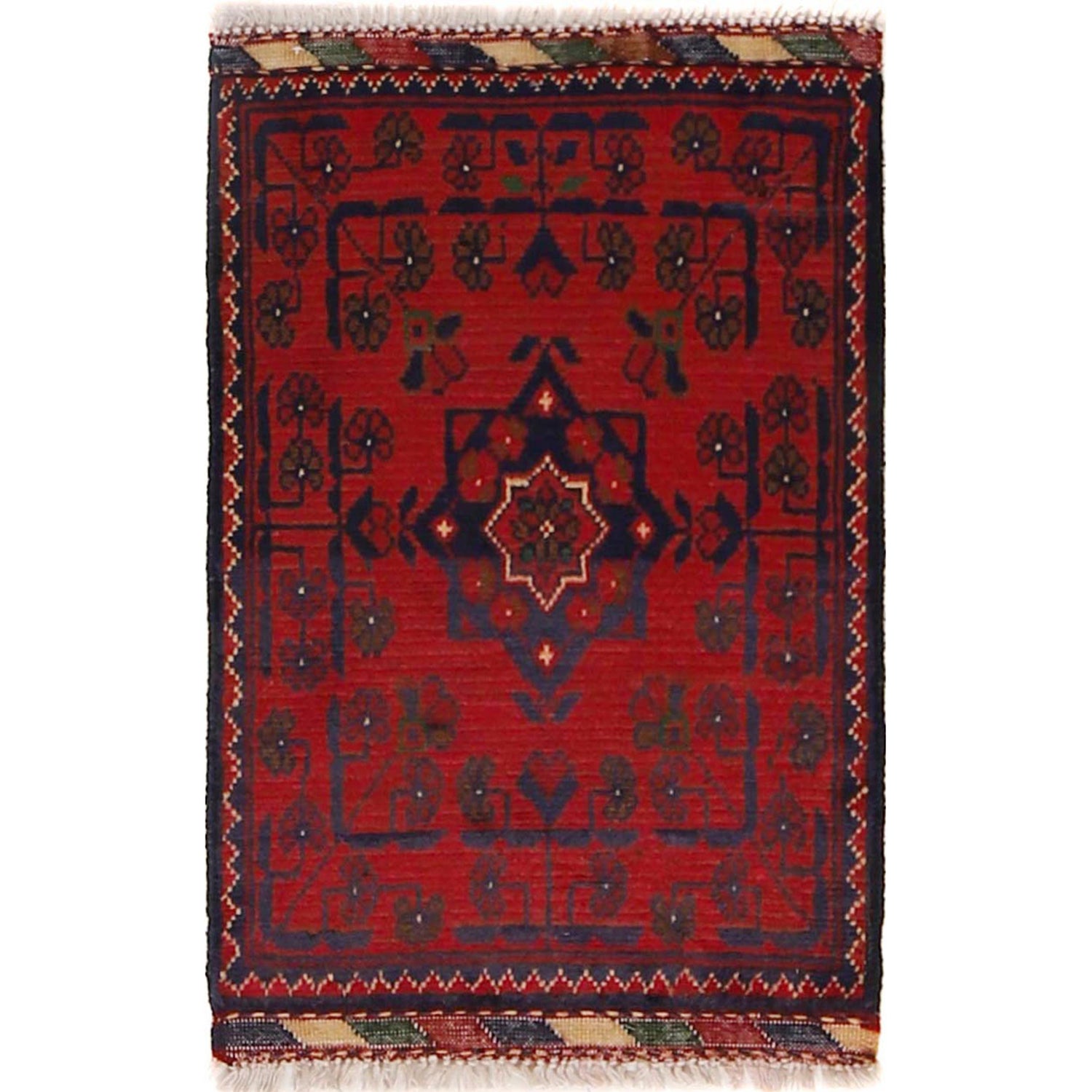 Handmade Wool Doormat Red Floral