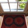 Handmade Wool Doormat Red Floral