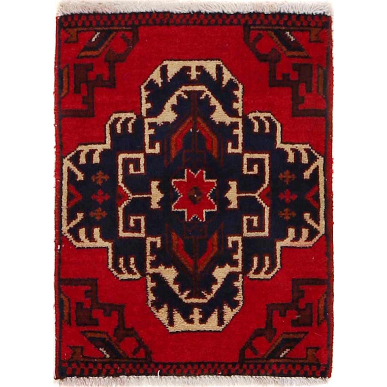Handmade Wool Doormat Red Floral
