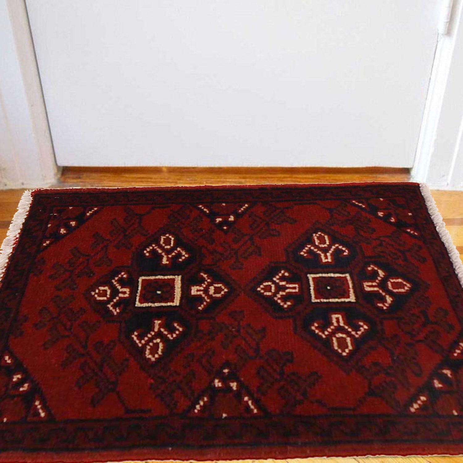 Handmade Wool Doormat Red Floral