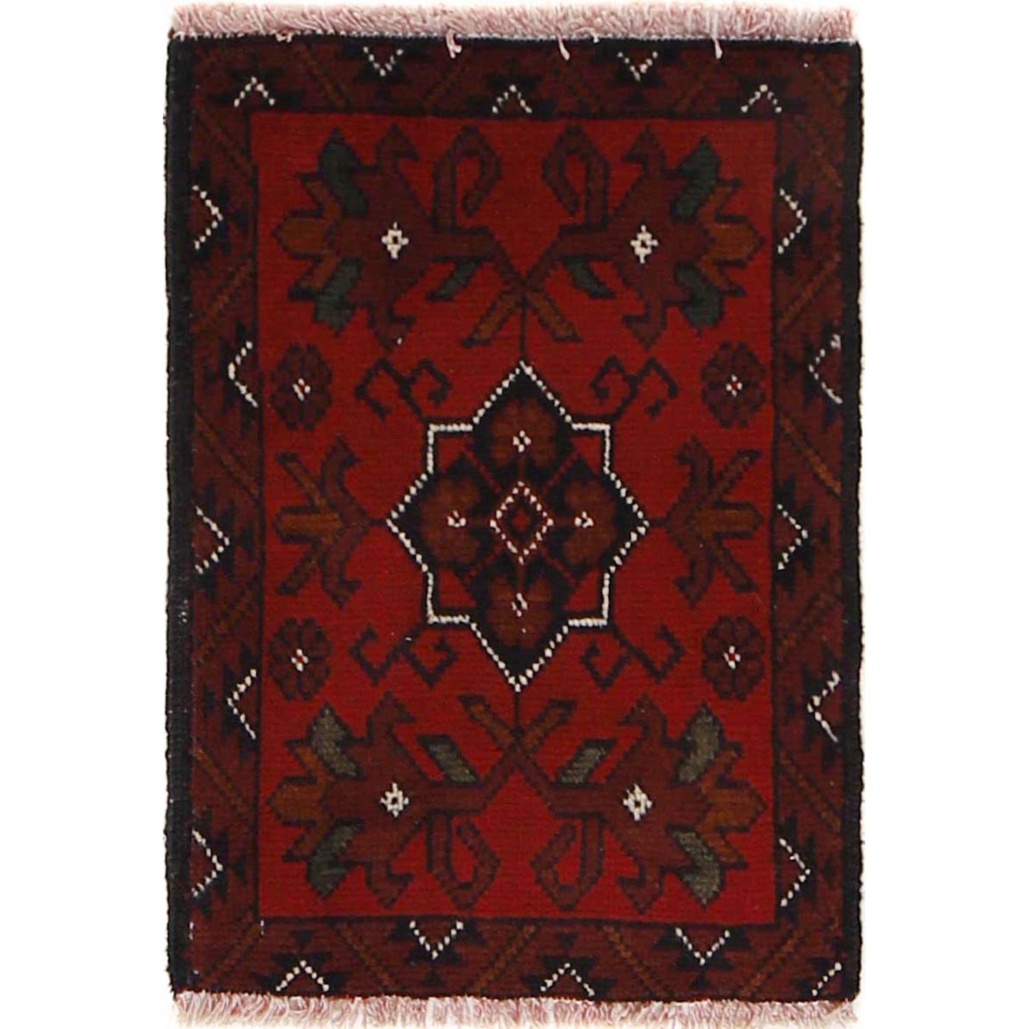 Handmade Wool Doormat Red Floral