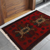 Handmade Wool Doormat Red Geometric