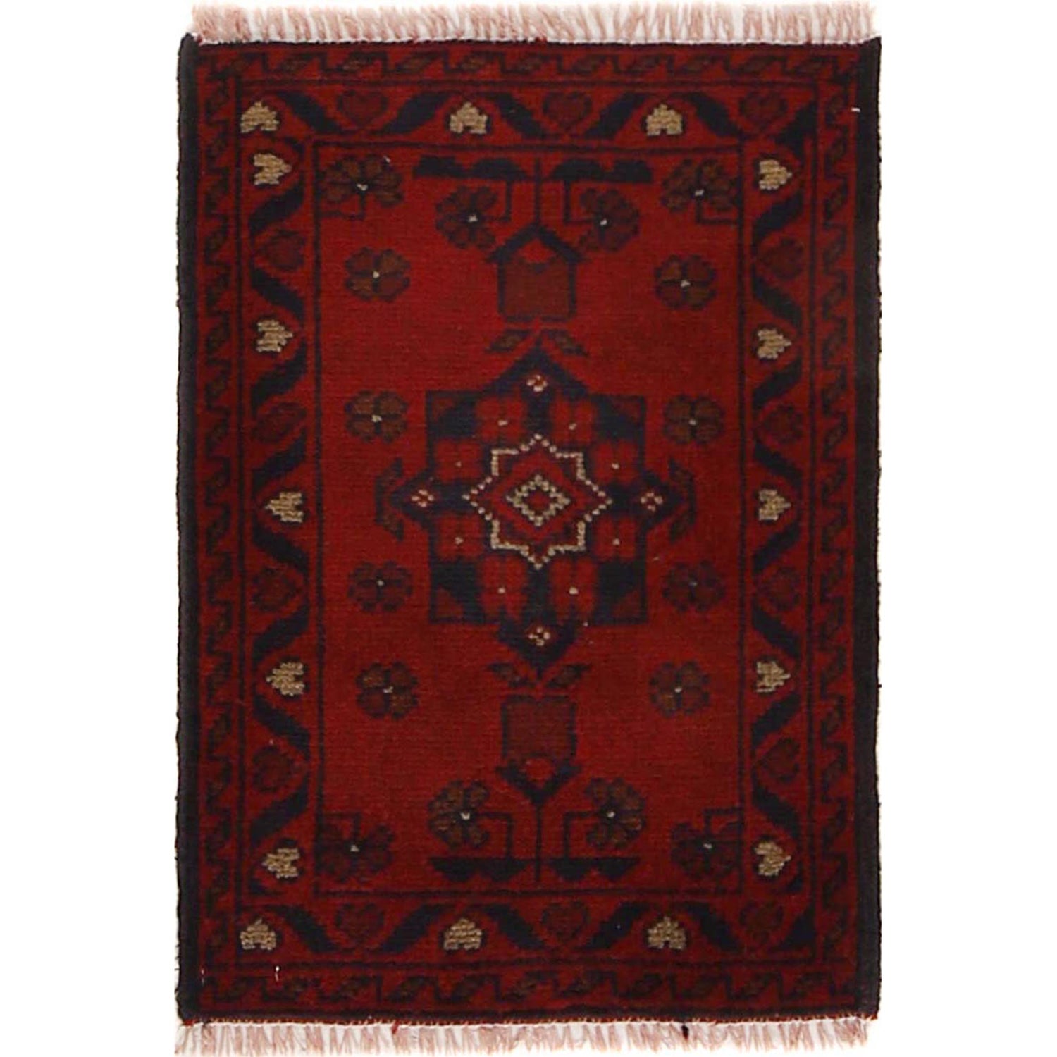 Handmade Wool Doormat Red Floral