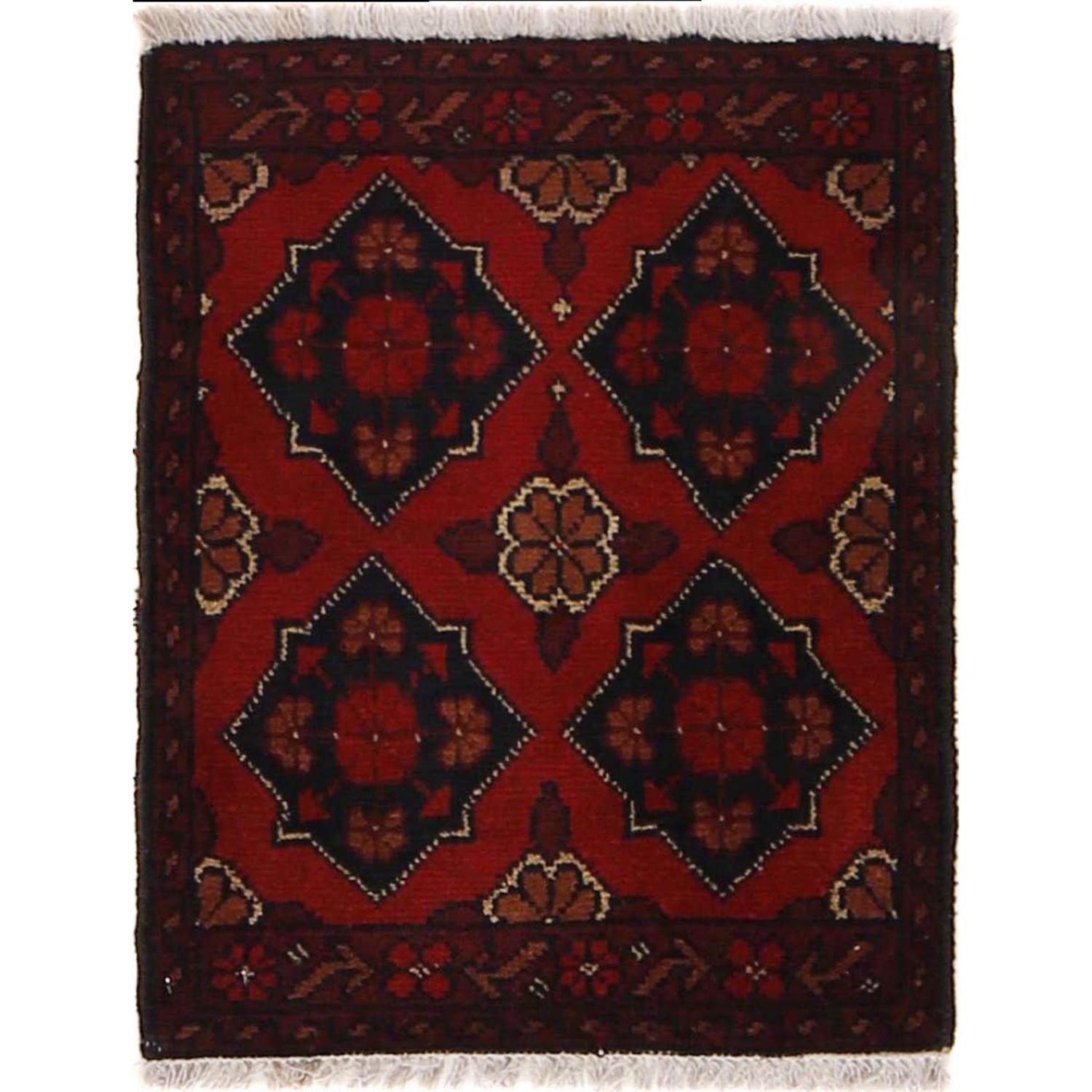Handmade Wool Doormat Red Floral