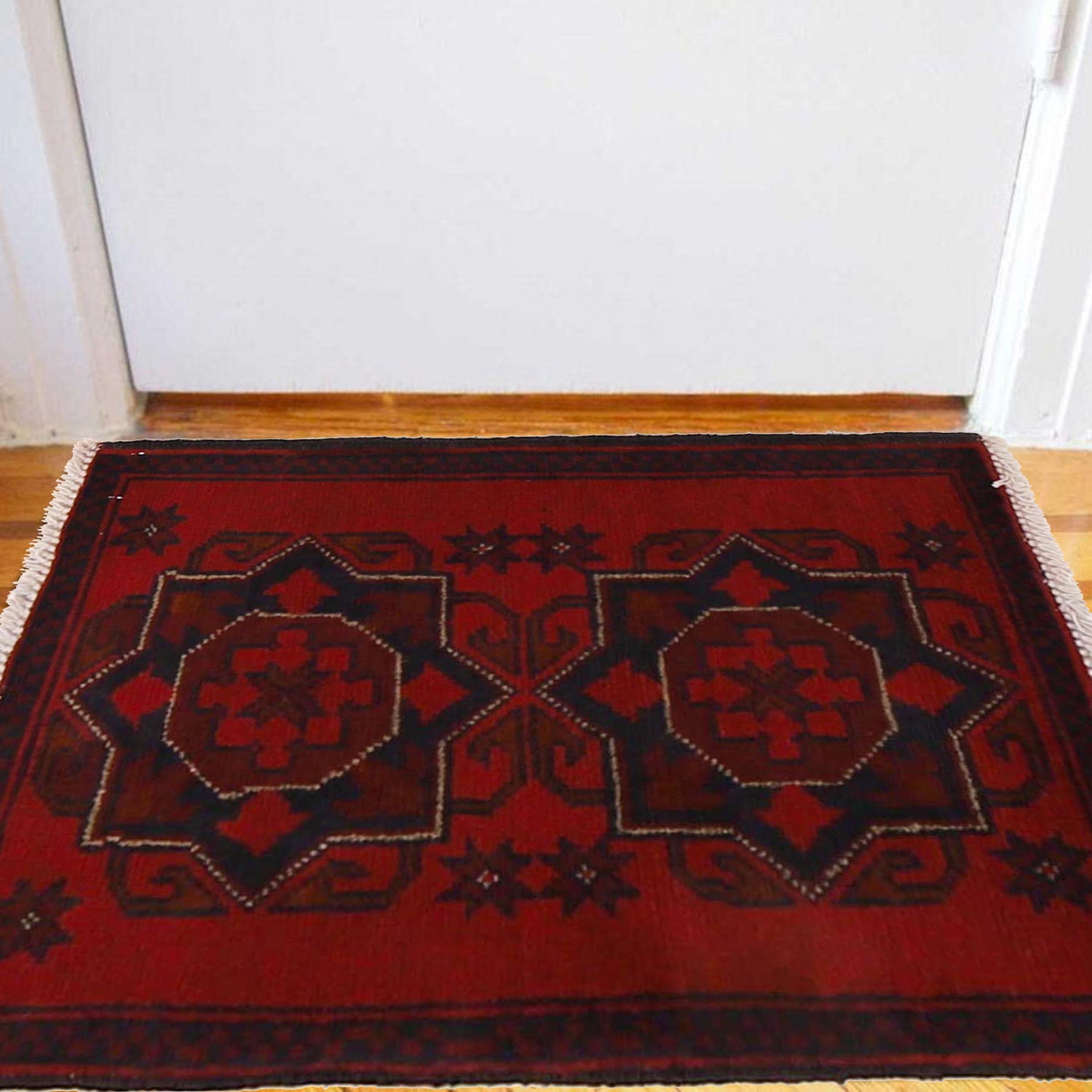 Handmade Wool Doormat Red Floral