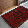 Handmade Wool Doormat Red Floral