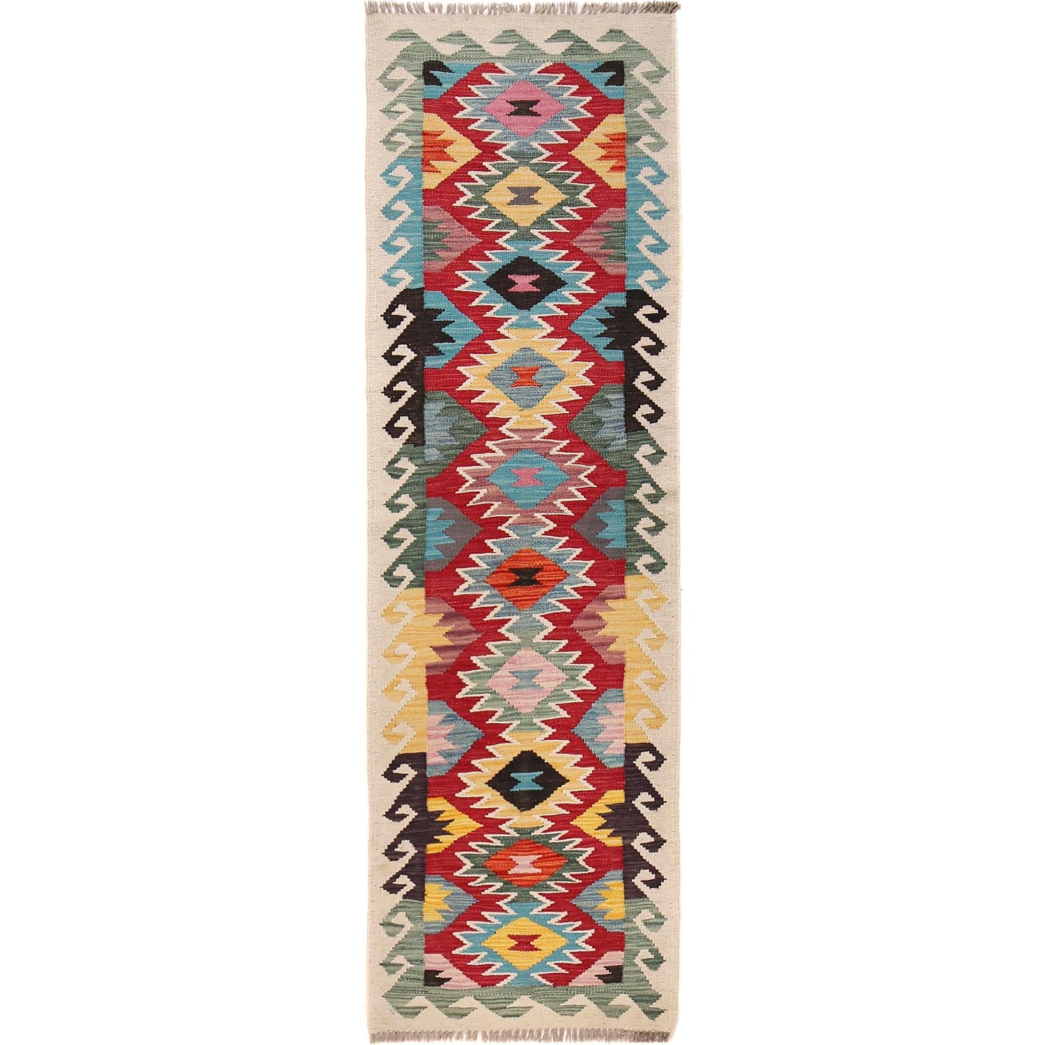Handmade Multi Kilim Geometric 6' Runner