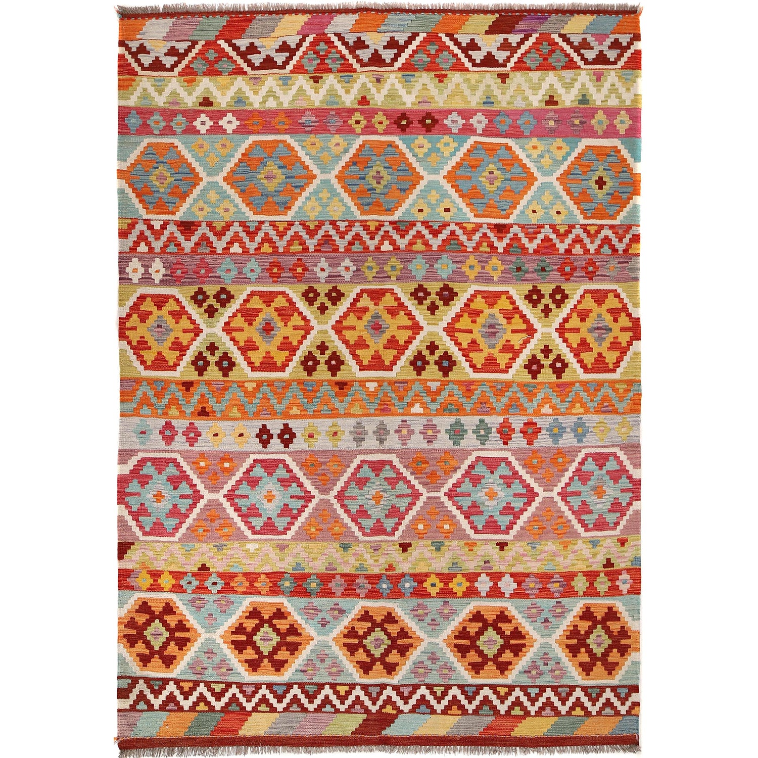 Handmade Multi Kilim Geometric 5x8 ft