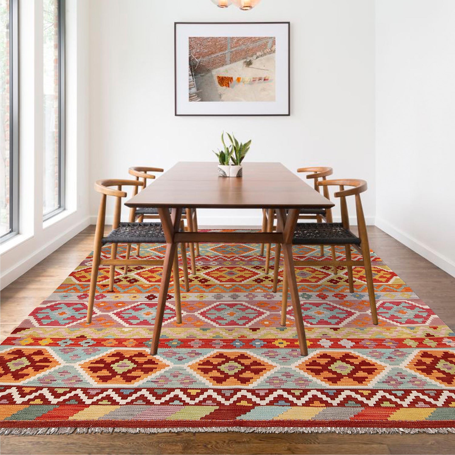 Handmade Multi Kilim Geometric 5x8 ft