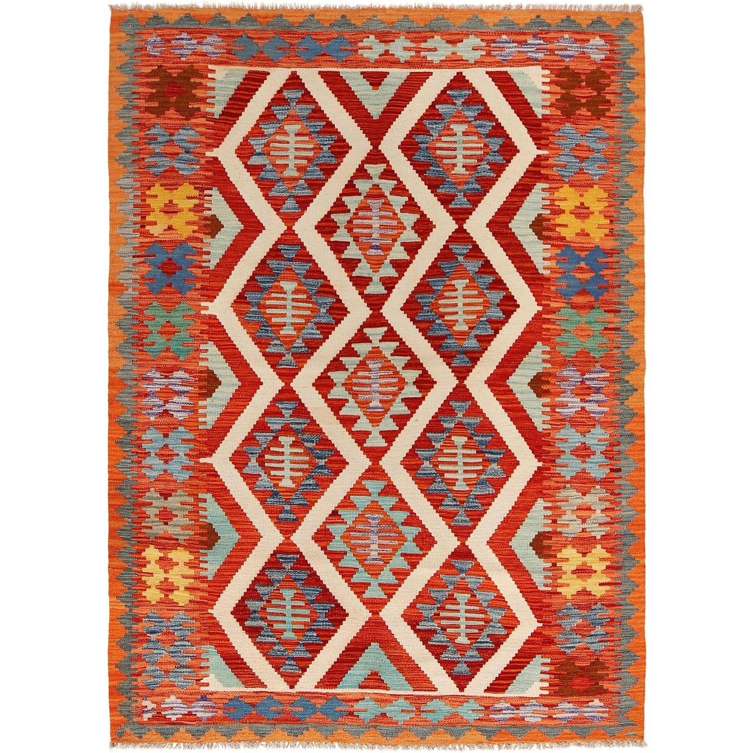 Handmade Multi Kilim Geometric 4x7 ft