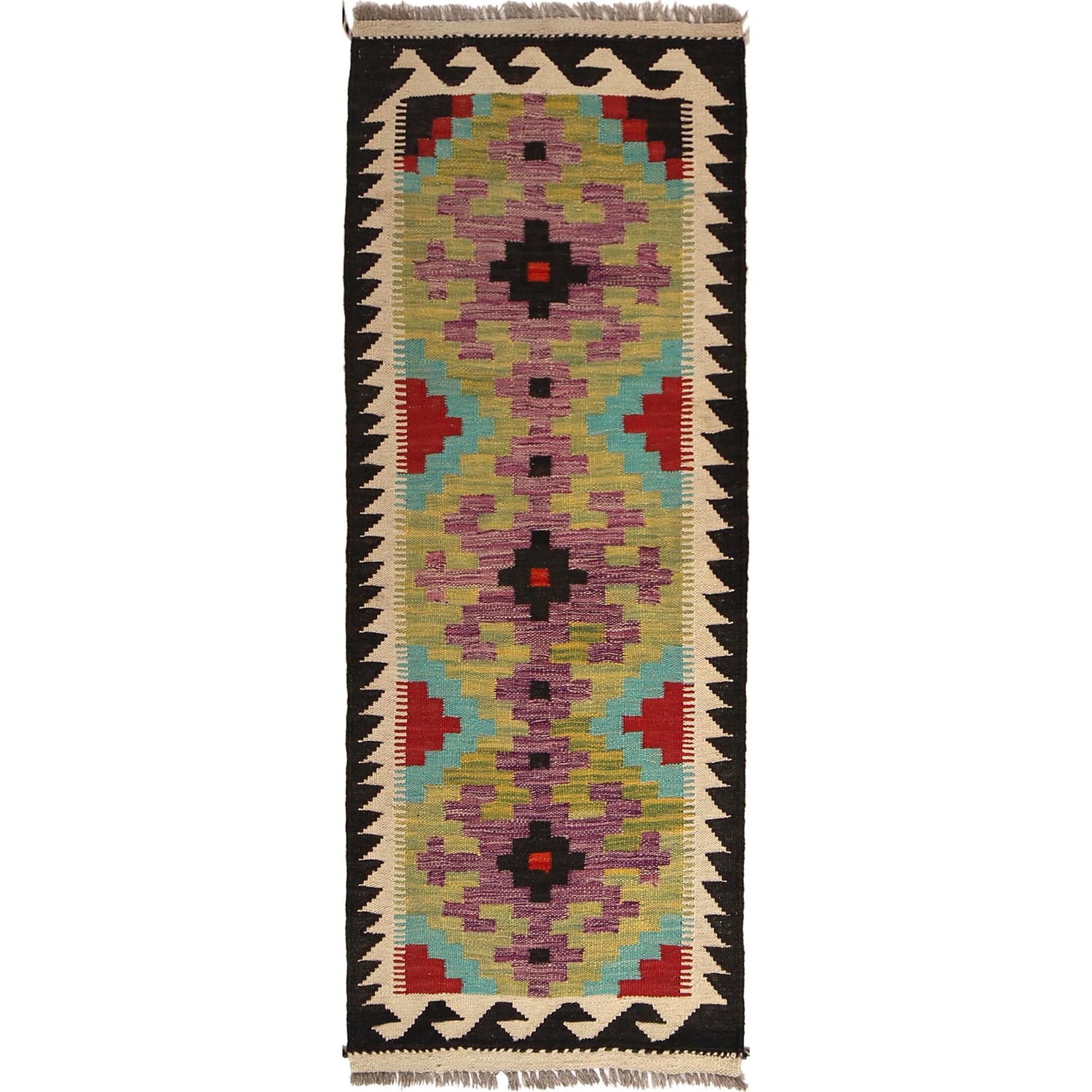 Handmade Multi Kilim Geometric 5' Runner