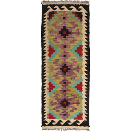 Handmade Multi Kilim Geometric 5' Runner