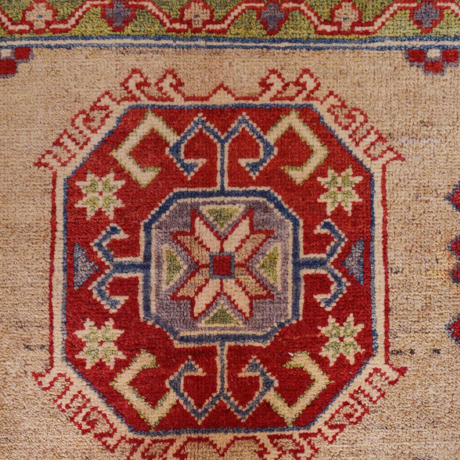 Kazak Rug Handmade Beige Medallion 7x10 ft