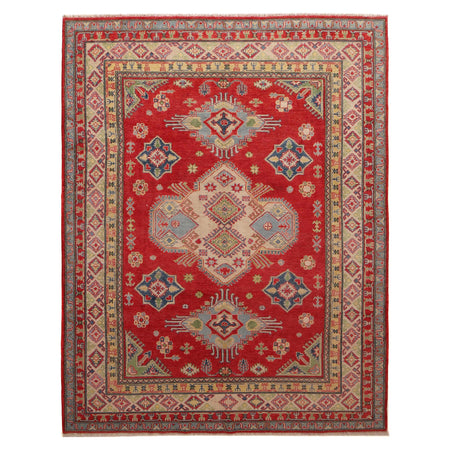 Kazak Rug Handmade Red Medallion 7x10 ft