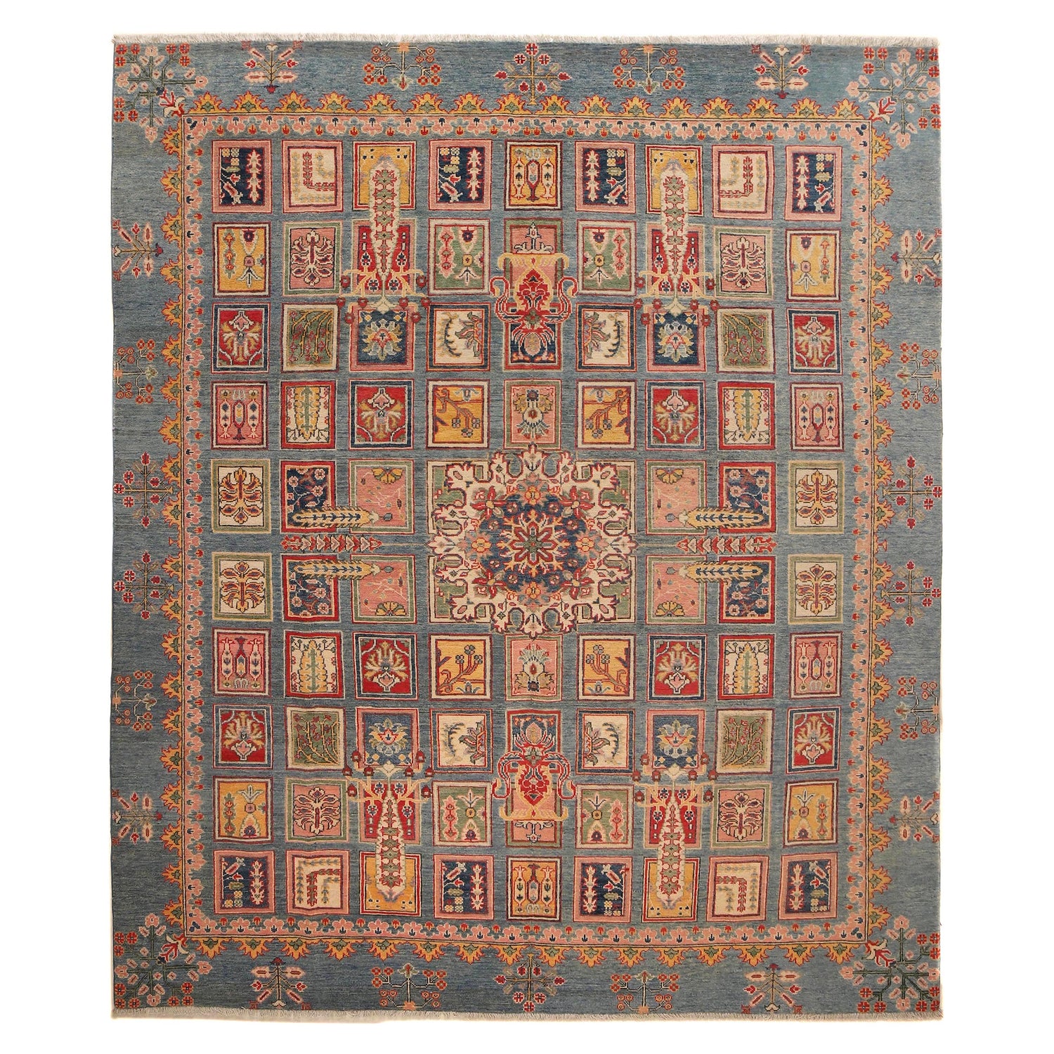 Bakhtiar Area Rug Handmade Blue Floral 8x10 ft