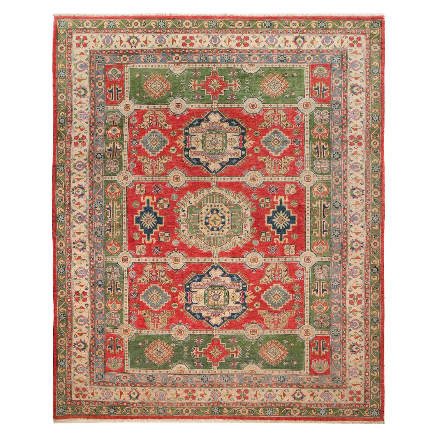 Kazak Rug Handmade Multi Medallion 9x12 ft