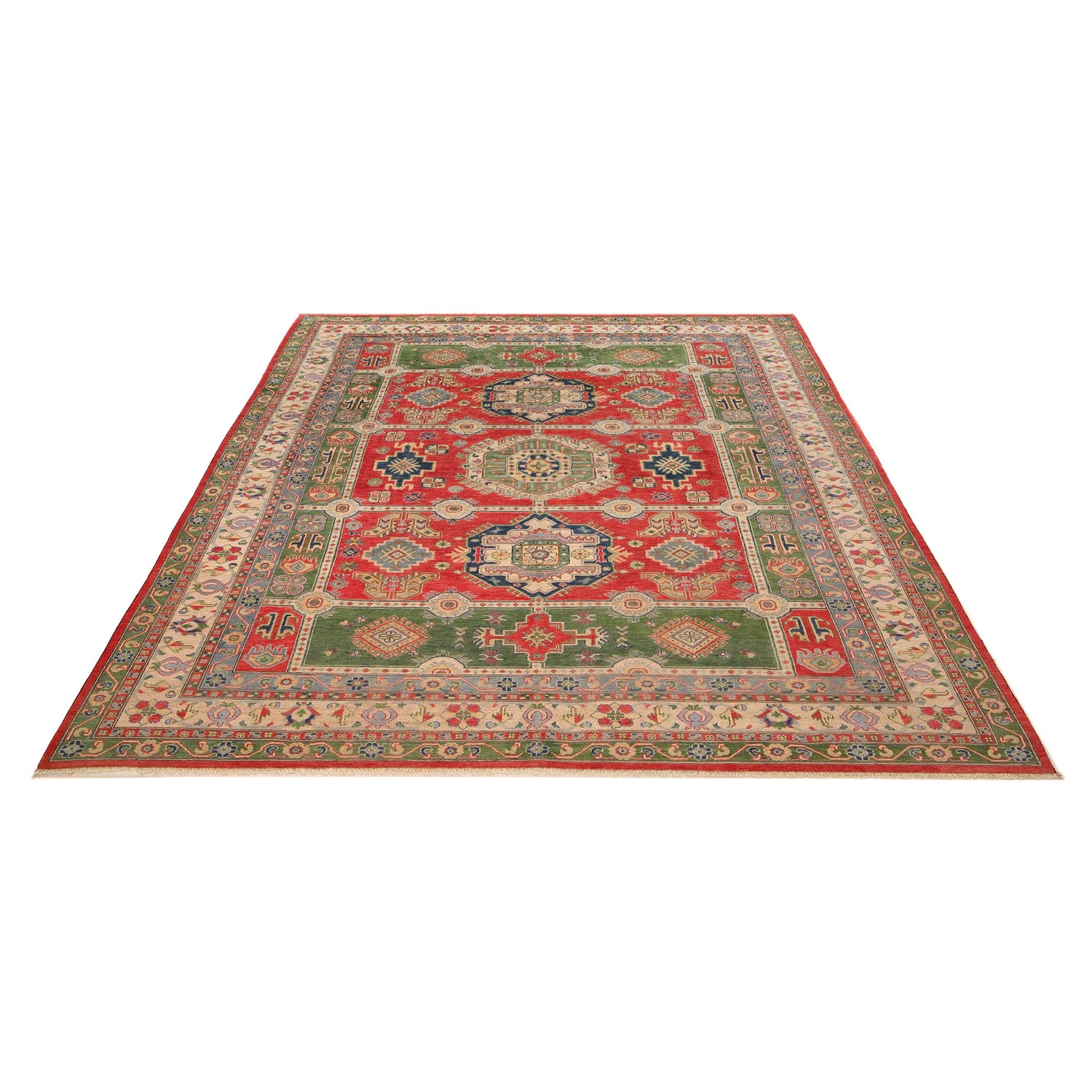 Kazak Rug Handmade Multi Medallion 9x12 ft