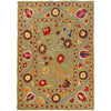 Embroidery Kilim Area Rug Handmade Green Animal 4x7 ft