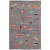 Embroidery Kilim Area Rug Handmade Gray Animal 4x6 ft