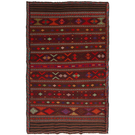 Laghari Kilim Area Rug Handmade Multi Geometric 4x6 ft