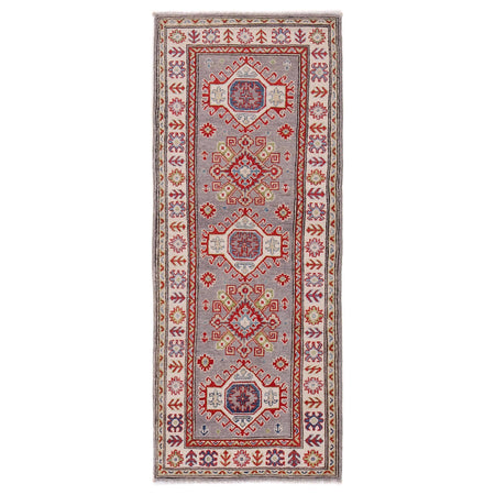 Kazak Rug Handmade Gray Medallion 6' Runner