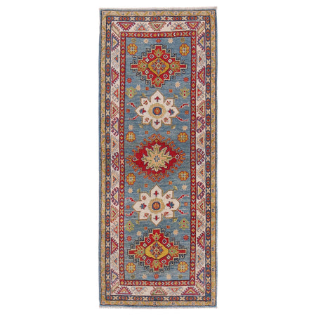 Kazak Rug Handmade Blue Medallion 6' Runner