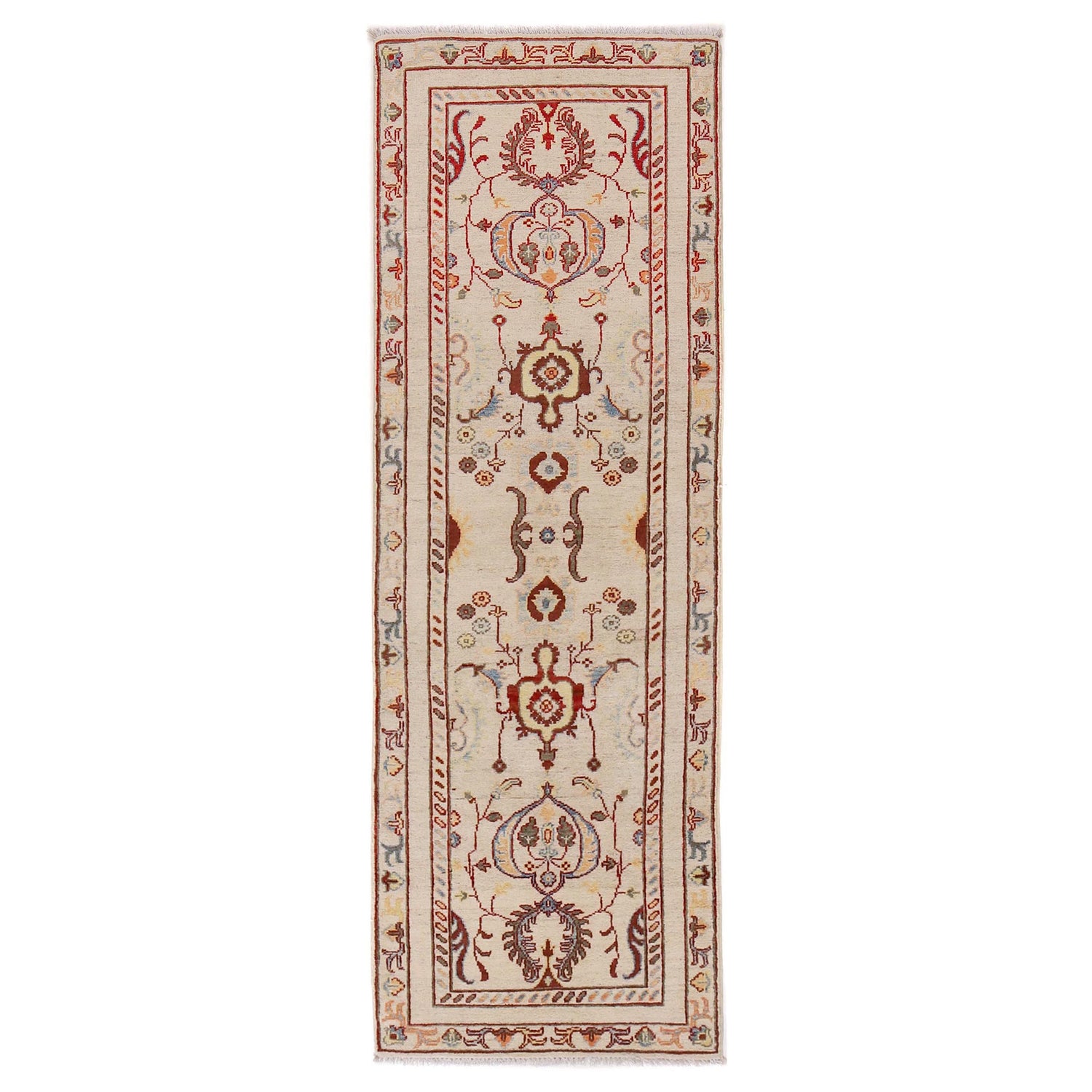 Kazak Rug Handmade Beige Medallion 8' Runner
