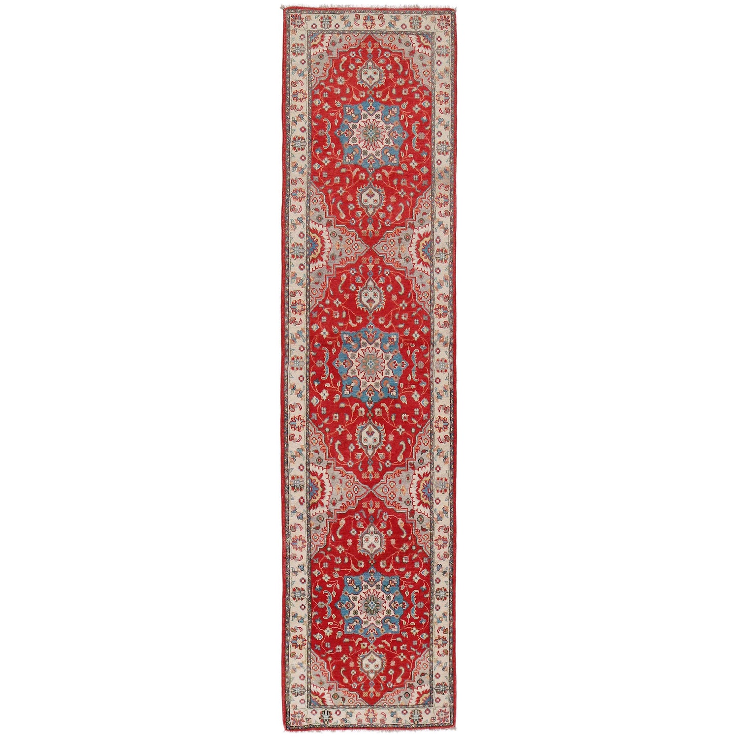 Kazak Rug Handmade Red Medallion 10' Runner