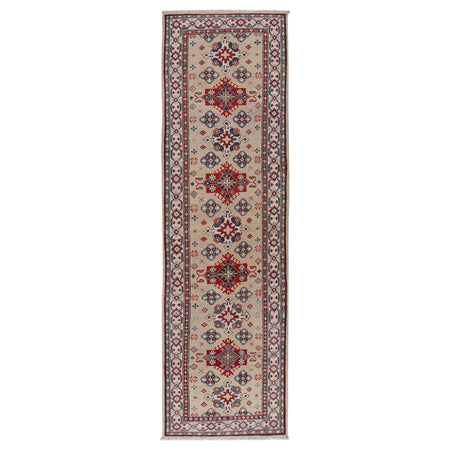 Kazak Rug Handmade Beige Medallion 10' Runner