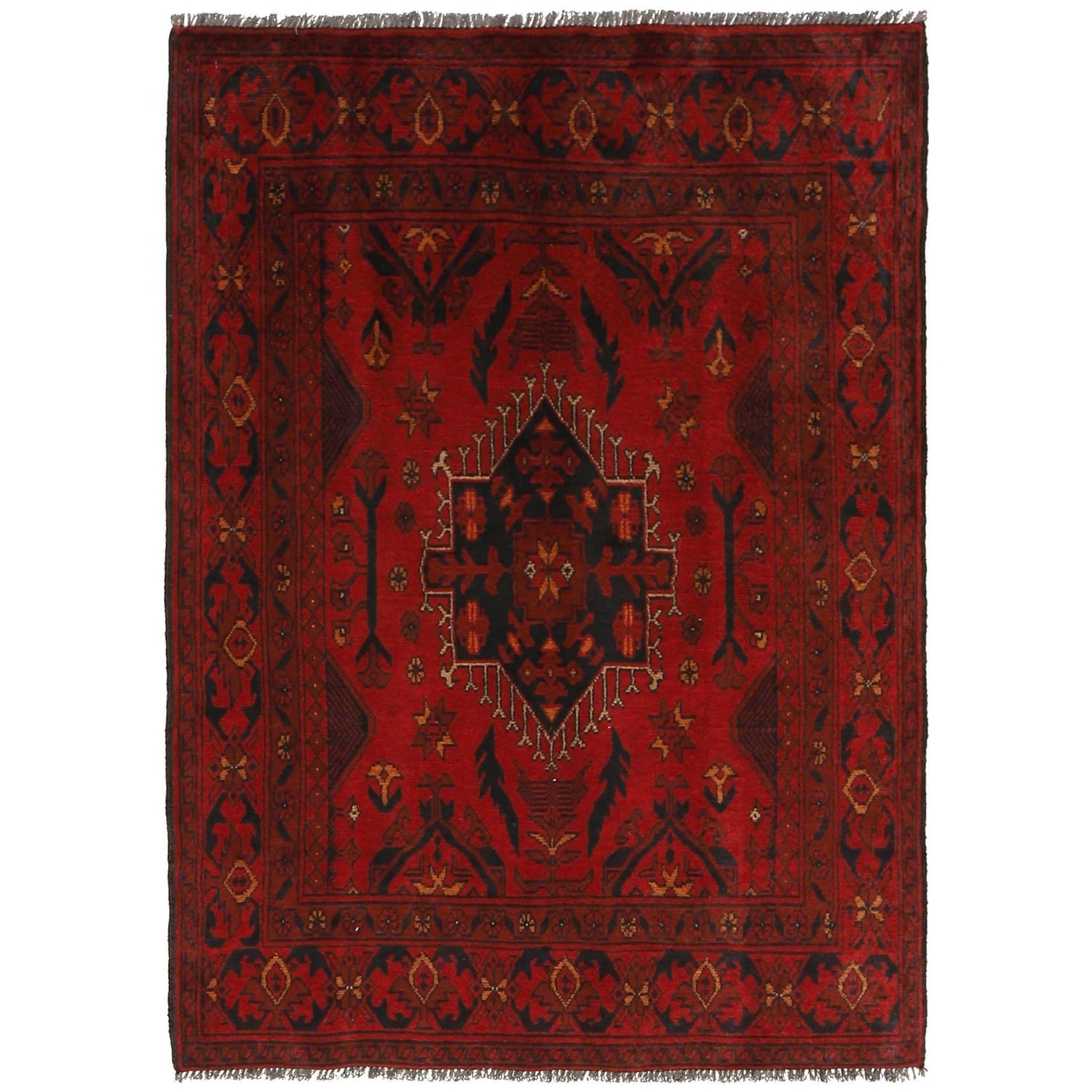 Khal Mohammadi Rug Handmade Red 3x5 ft