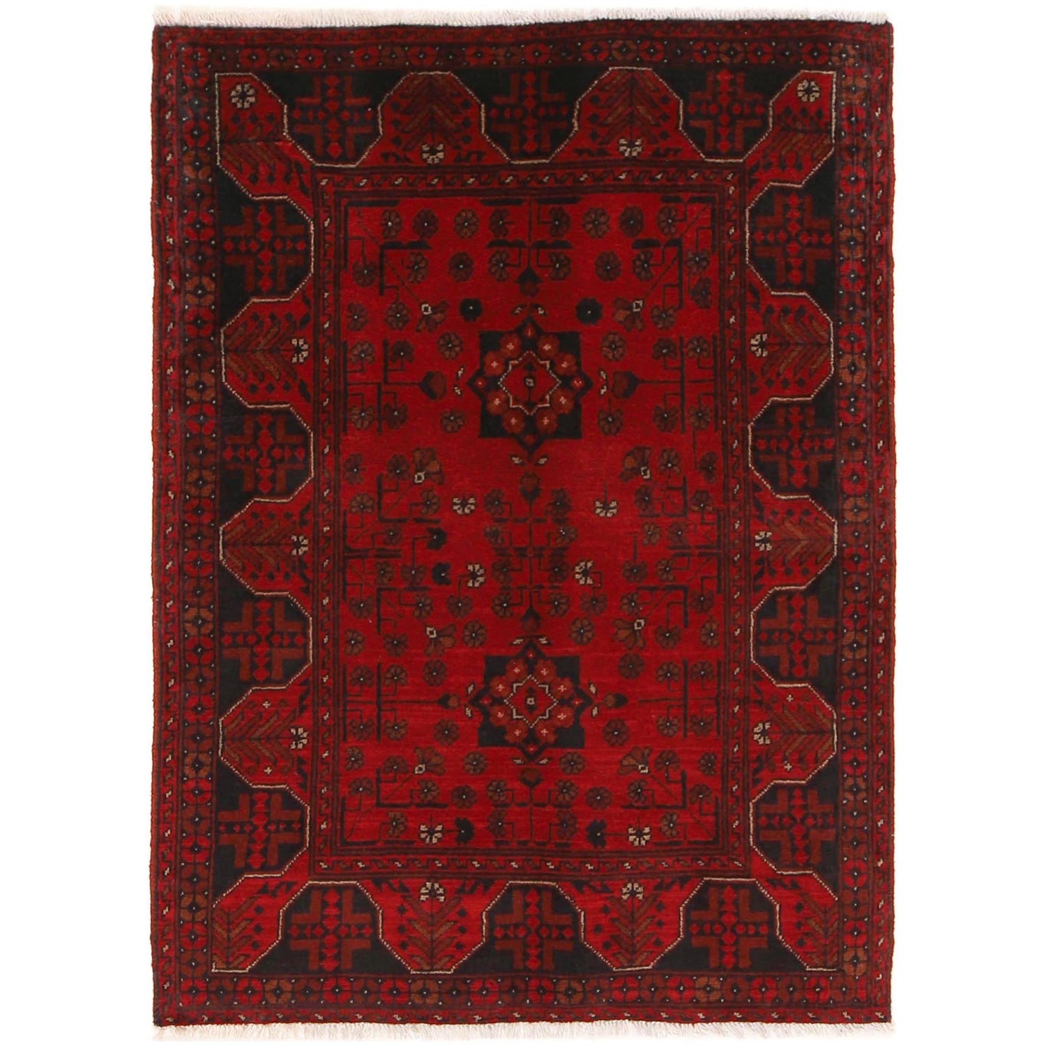Khal Mohammadi Rug Handmade Red 3x5 ft