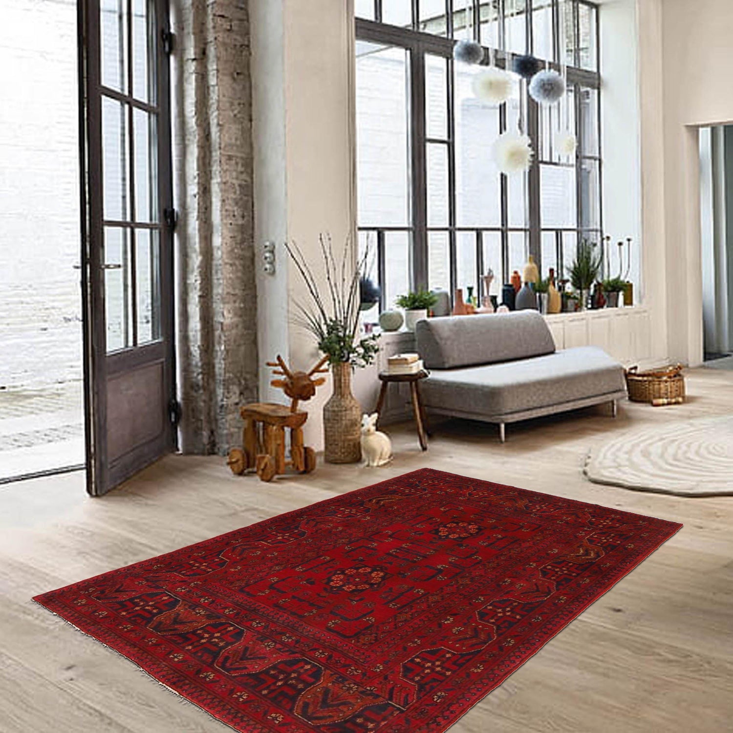 Khal Mohammadi Rug Handmade Red 3x5 ft