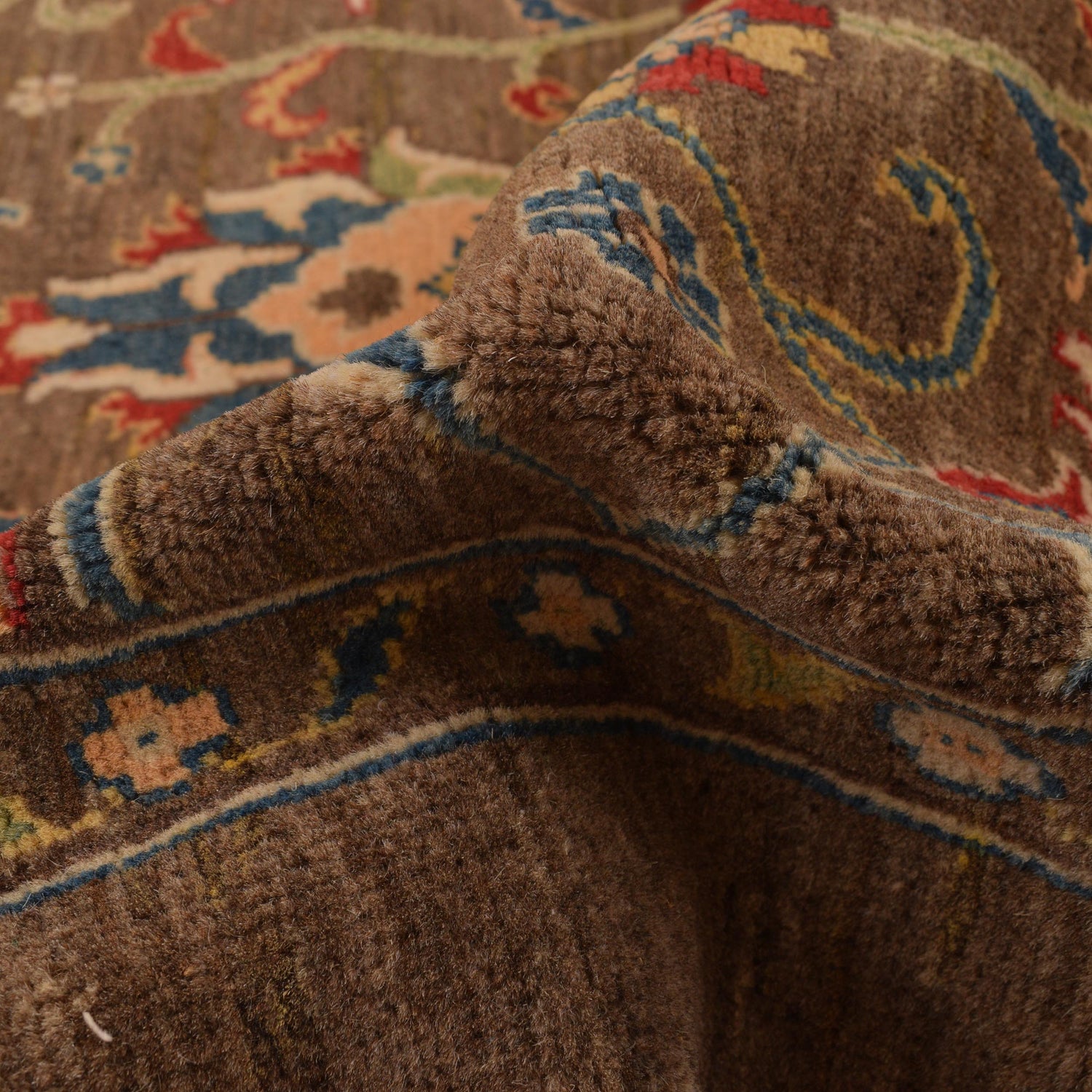 Sultani Area Rug Handmade Brown Floral 4x6 ft