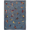 Embroidery Kilim Area Rug Handmade Blue Animal 4x7 ft