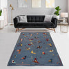Embroidery Kilim Area Rug Handmade Blue Animal 4x7 ft