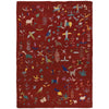 Embroidery Kilim Area Rug Handmade Red Animal 5x8 ft