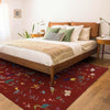 Embroidery Kilim Area Rug Handmade Red Animal 5x8 ft